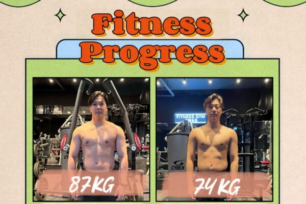 FITNESS GYM SWAG スタッフ髙本くん筋トレ成果1年間の成長ビフォーアフター写真